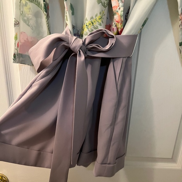 Ted Baker Floral Lavender Short Romper Wrap Detail Size 3 (US 8) - Picture 3 of 16